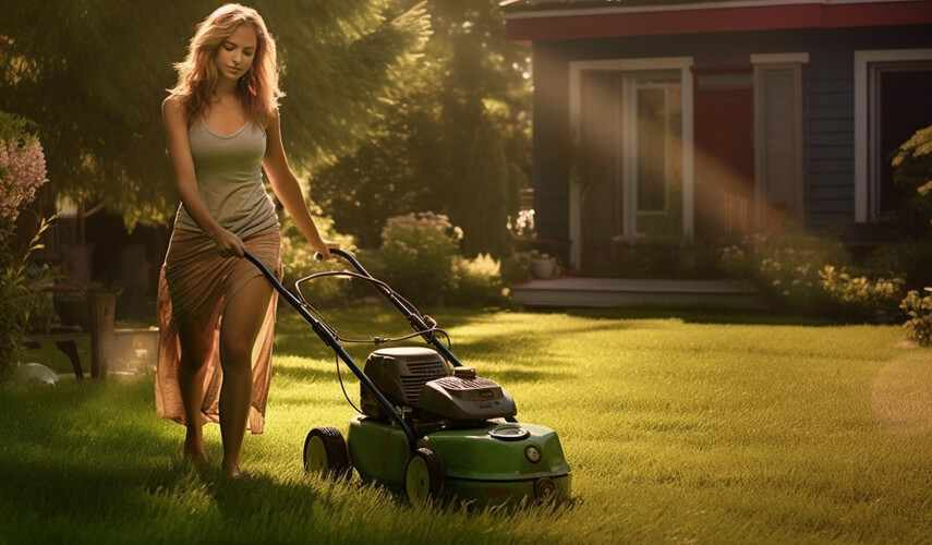 Maaien van nieuwe graszoden